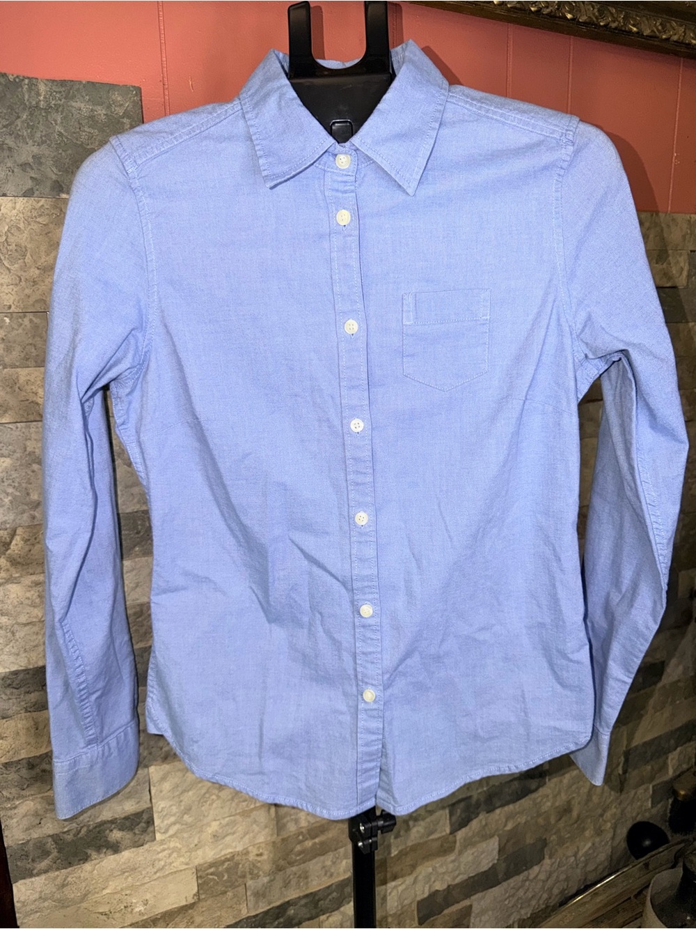 American Eagle Classic Prep Fit Blue Oxford Button Down Long Sleeve Shirt Size M